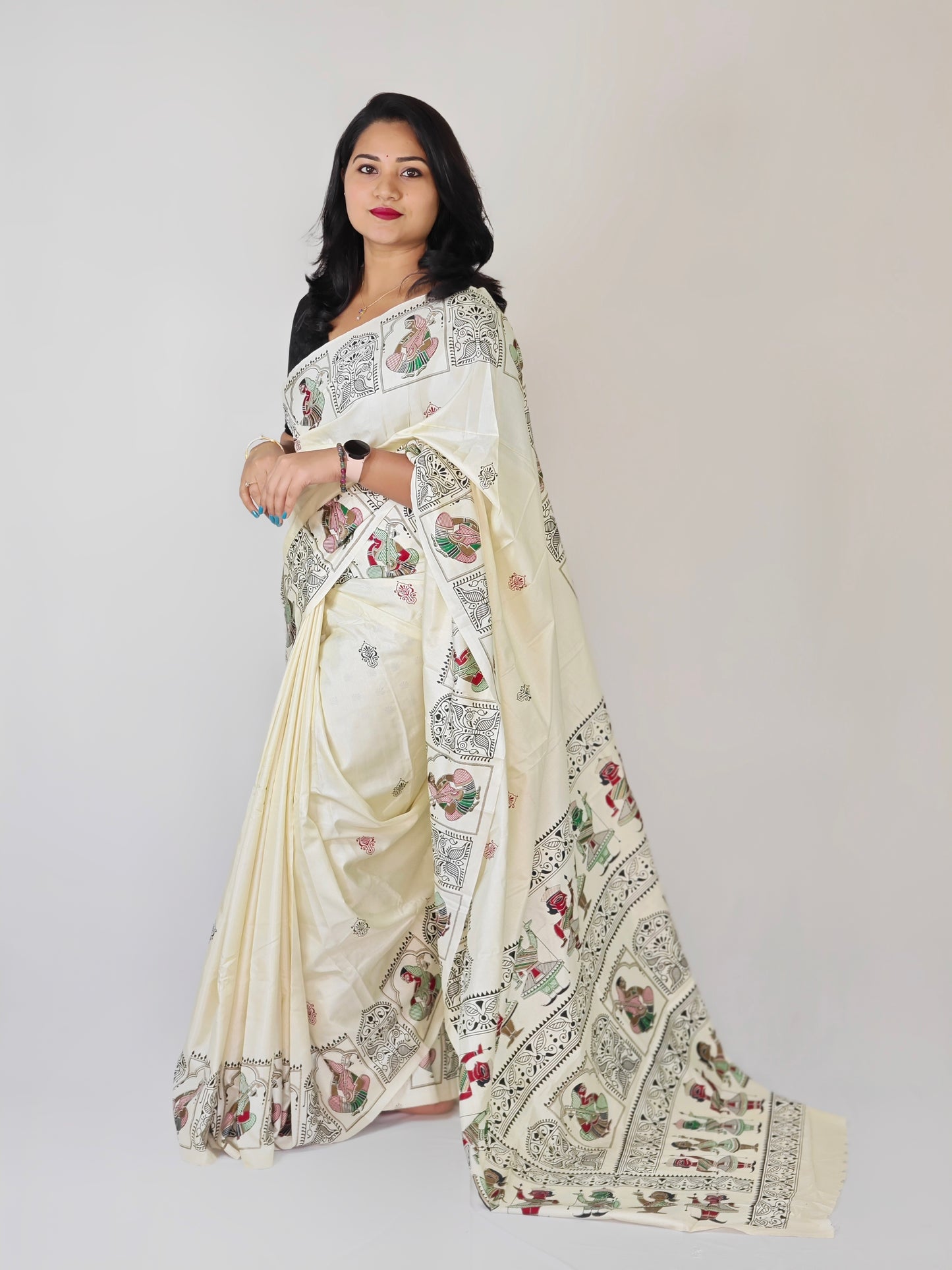Semi Tussar Silk Saree with Matching Blouse Piece – Elegant Festive and Party Wear
