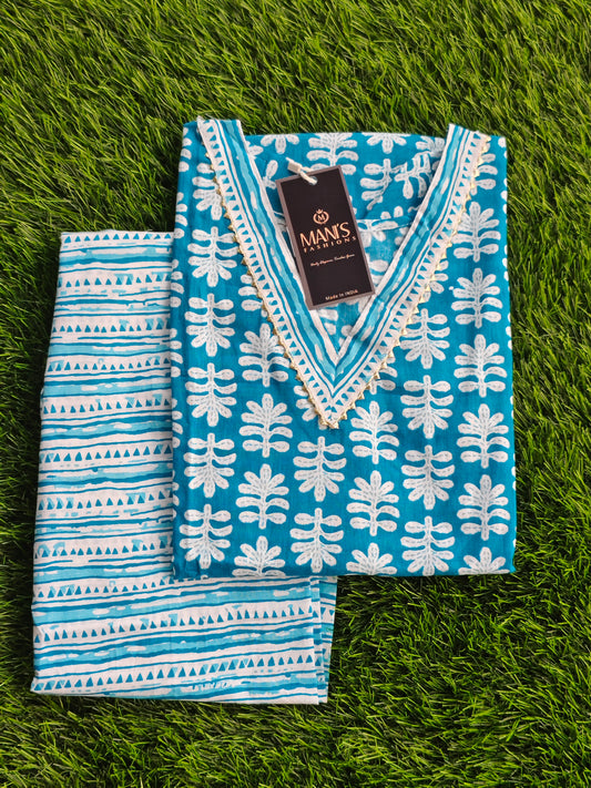 Summer Cotton Kurti Pant Set for Women with Vibrant Prints and Relaxed Fit