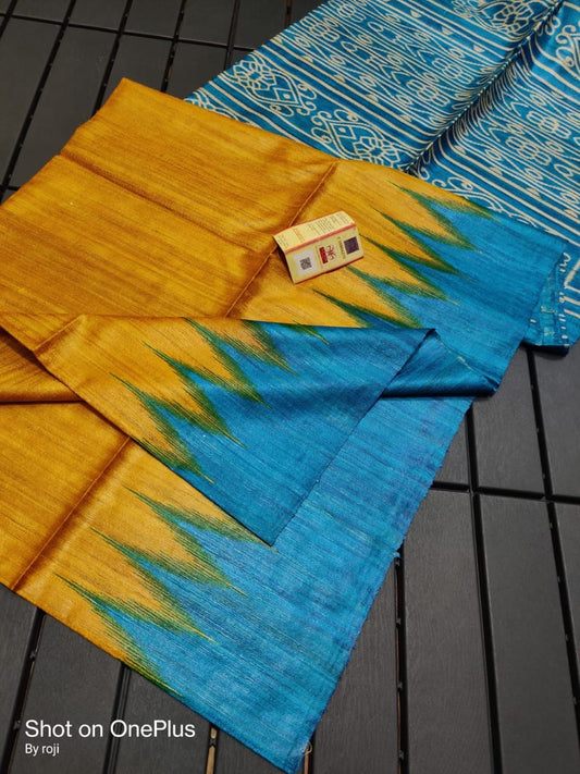 Handwoven Desi Tussar Ghicha Silk Saree for Women – Pure Silk with Blouse, Silk Mark Certified