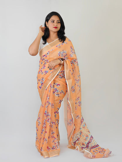 Pure Linen Saree with Vibrant Digital Print – Lightweight Casual and Festive Wear