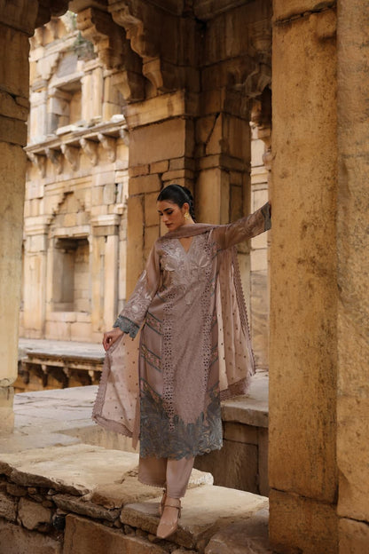 Organza Kurta Pant Dupatta Set for Women with Cutwork and Lace Detailing, V-Neck Ethnic Wear Set