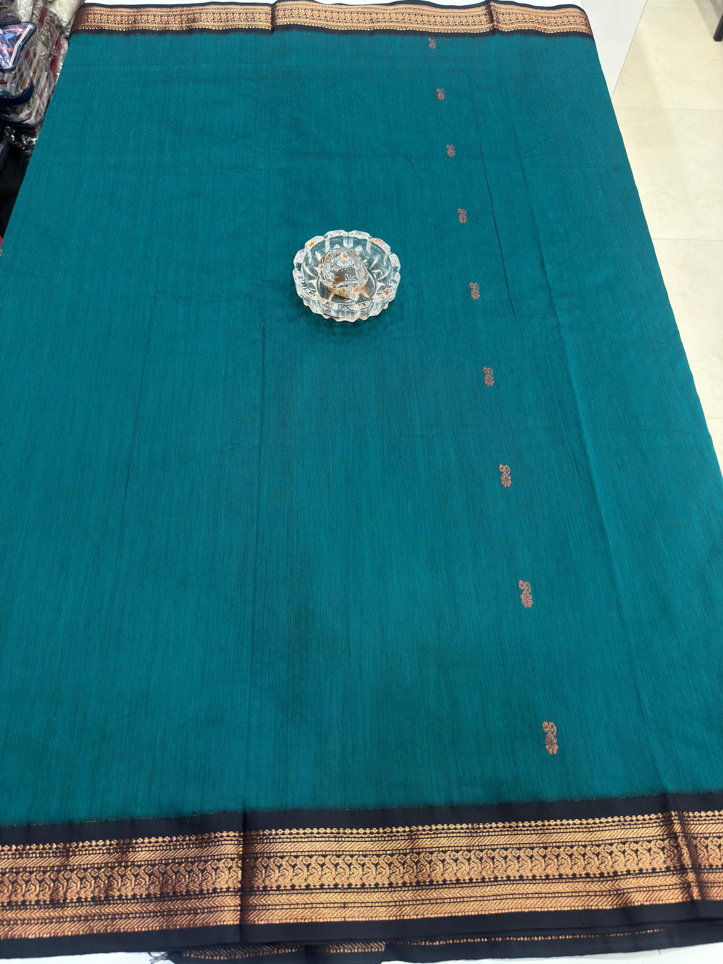 Kalyani Cotton Saree for Women with Zari Woven Border, Traditional Stripe Pallu and Tassel Detailing