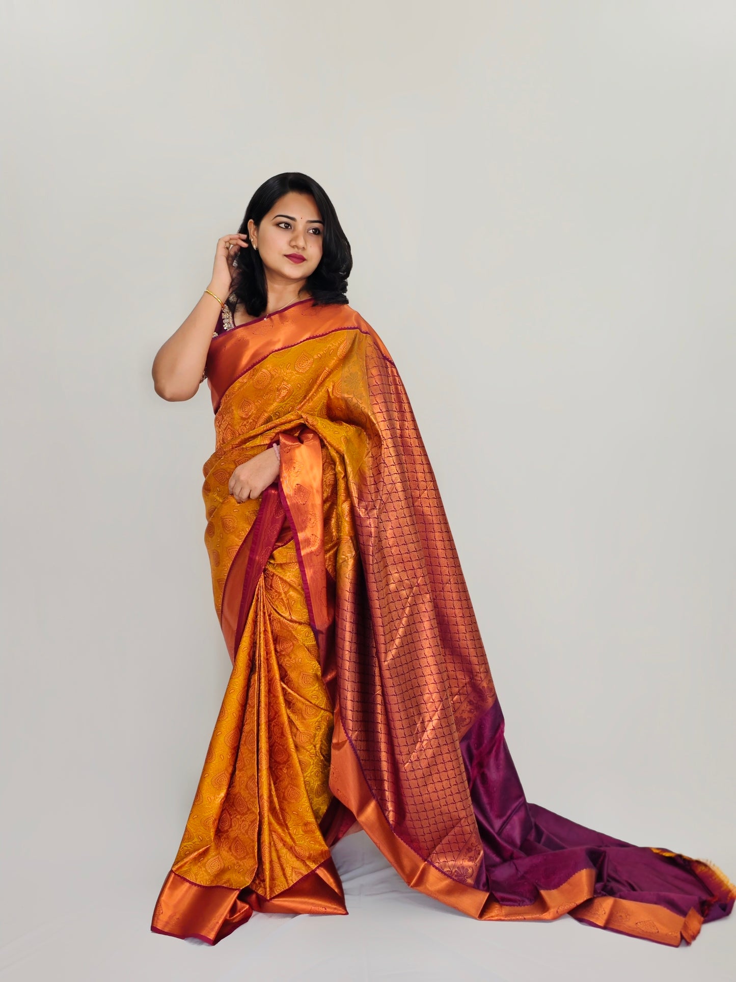 Bridal Kanchipuram Saree with Traditional Weaving and Embellishments – Women’s Wedding Saree