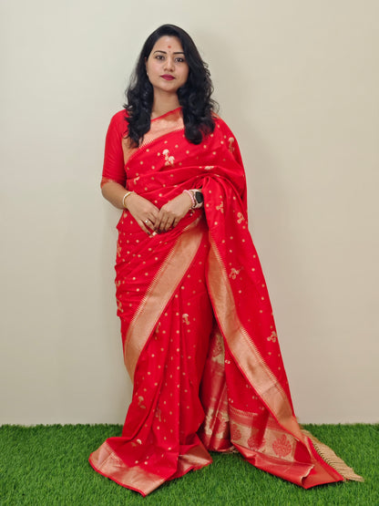 Banarasi Soft Silk Saree with Intricate Weaving & Traditional Motifs – Festive & Wedding Wear