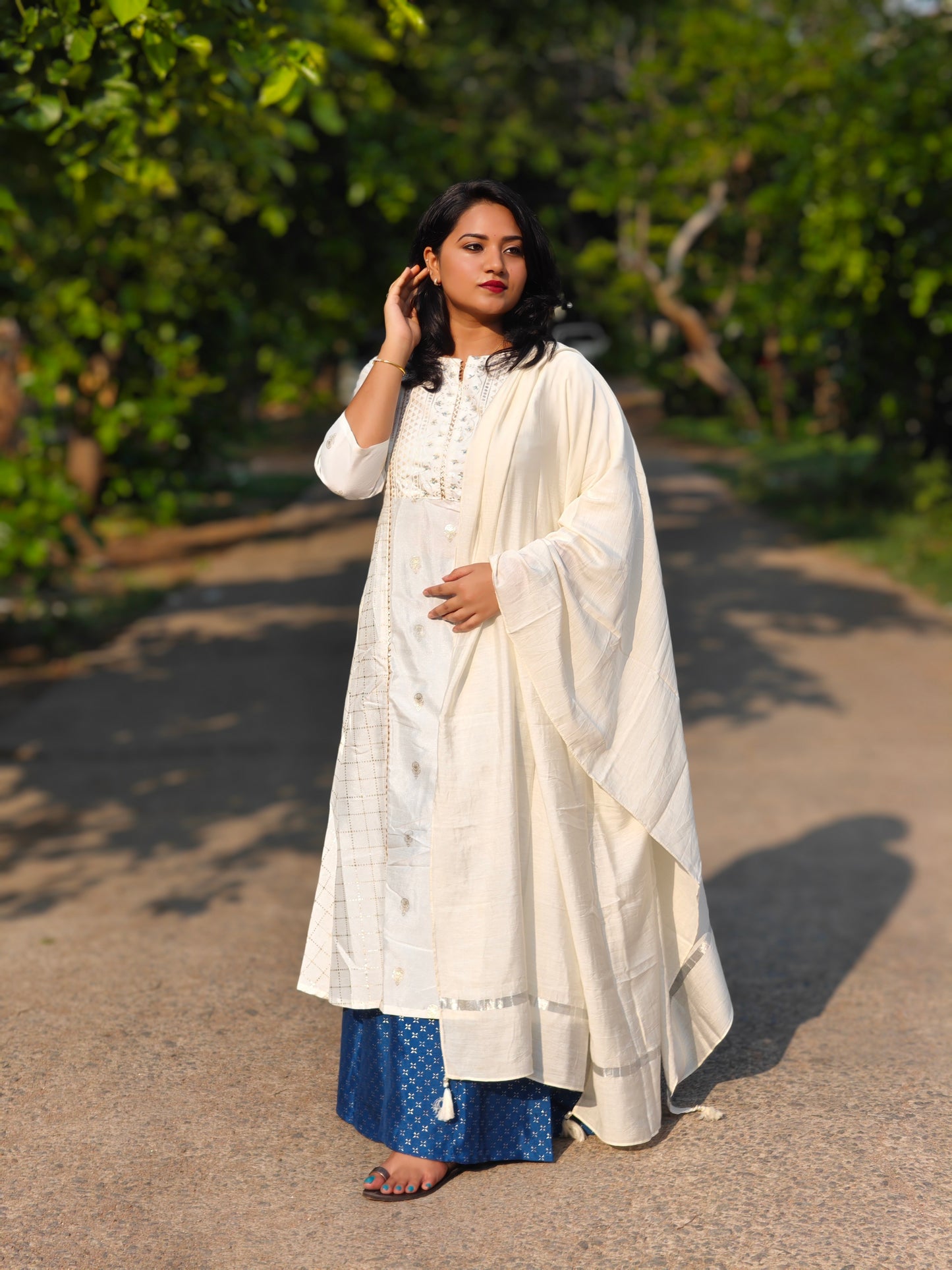 White Designer Plazzo Set for Women – Soft Fabric, Elegant Embroidery, Fully Stitched, Sizes S to 3XL