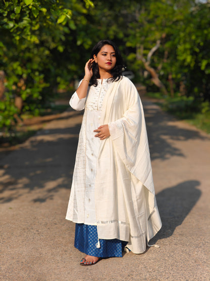 White Designer Plazzo Set for Women – Soft Fabric, Elegant Embroidery, Fully Stitched, Sizes S to 3XL