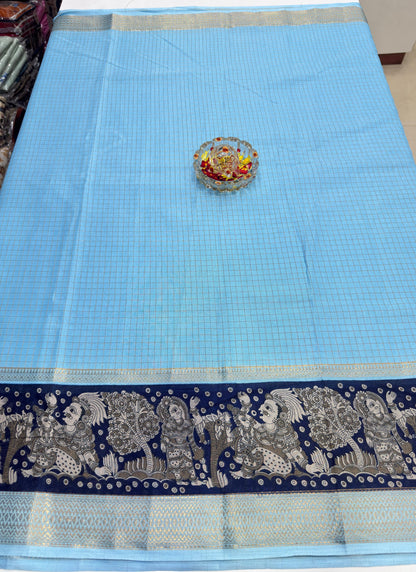 Semi Mysore Georgette Blend Saree for Women with Woven Border and Traditional Printed Design