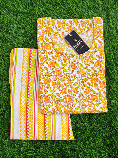Summer Cotton Kurti Pant Set for Women with Vibrant Prints and Relaxed Fit
