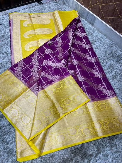 Women’s Banarasi Semi-Georgette Silk Saree with Brocade Motifs and Designer Rich Pallu