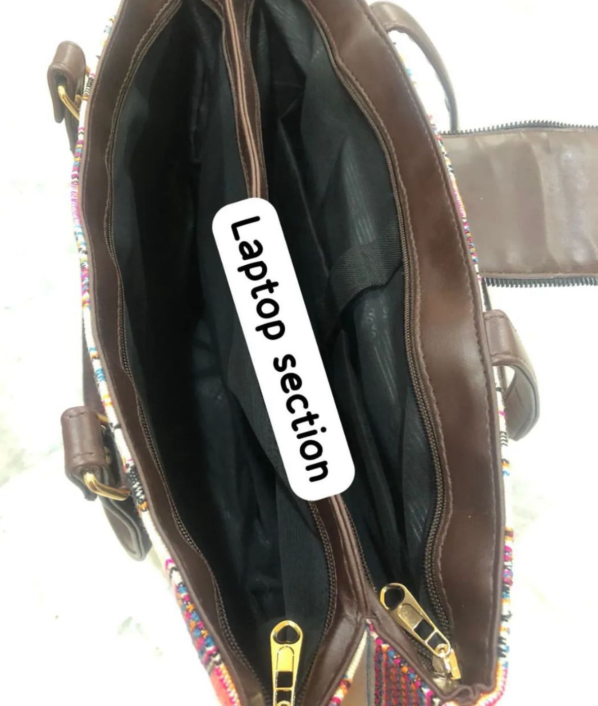 Fortune Tote Bag Double Partition with Laptop Compartment in Rug Jacquard Fabric – Women’s Handbag