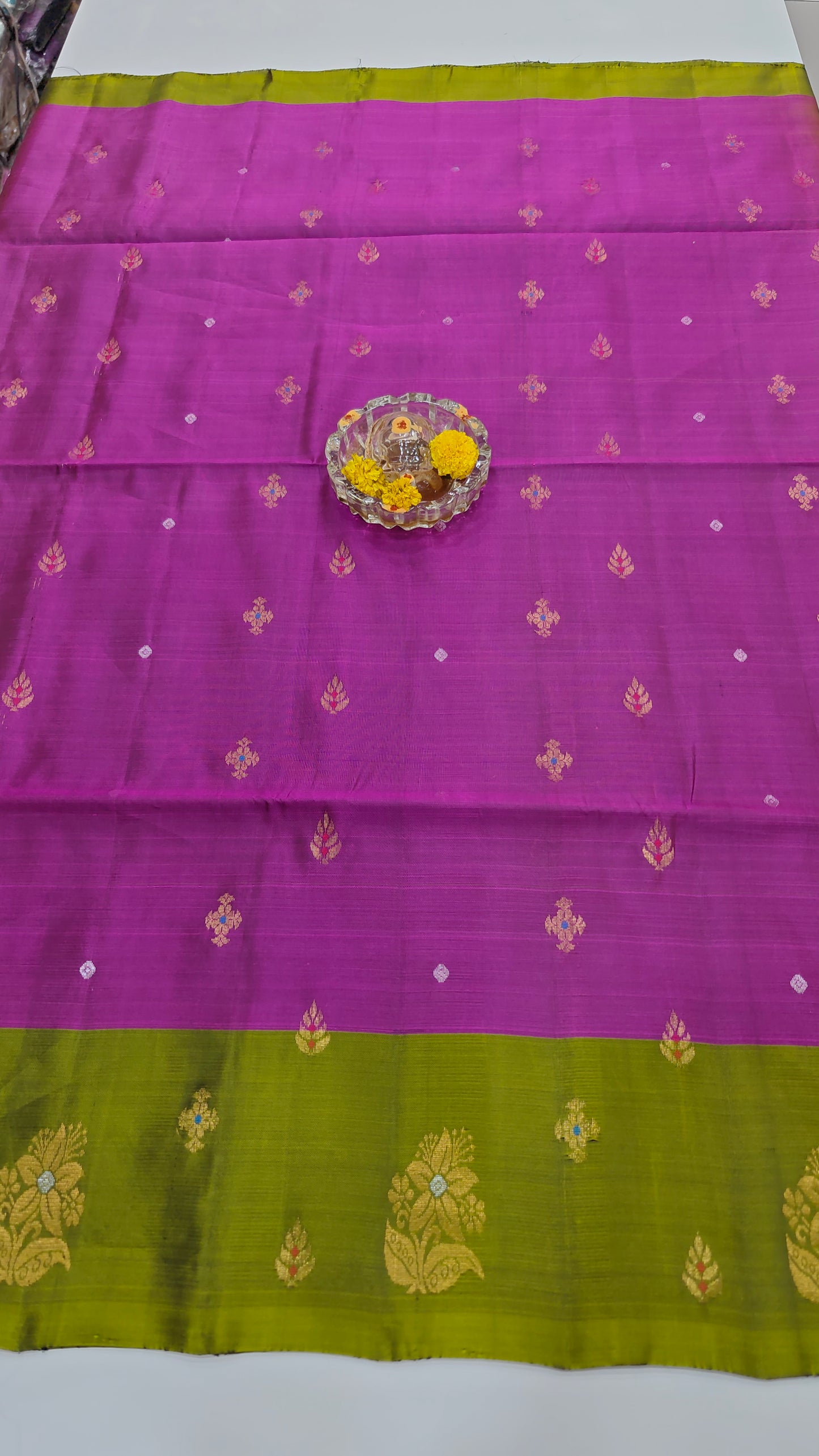 Pure Handloom Silk Saree with Heritage Contrast Pallu and Woven Motifs