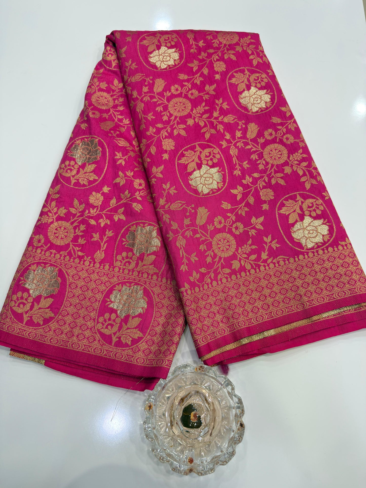 Soft Dola Silk Meenakari Woven Saree with Rich Pallu, Zari Floral Border and Tassels for Women