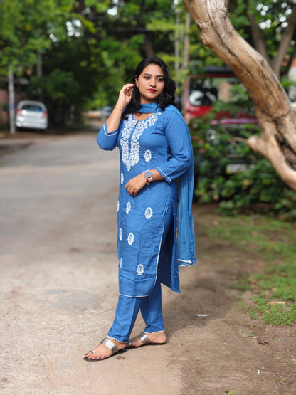 Jaipuri Rayon Ethnic Kurta with Pant and Dupatta – Heavy Fabric 3-Piece Set (M–3XL)