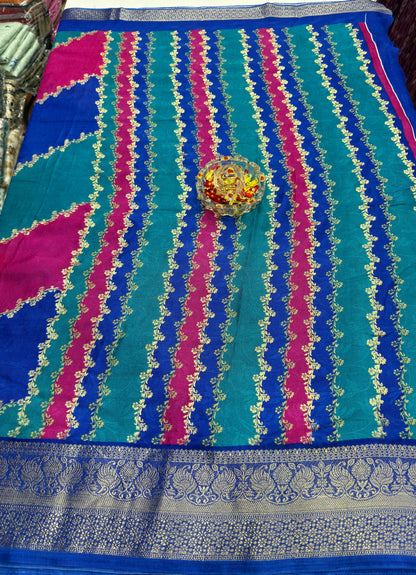 Silk Blend Saree for Women with Heavy Woven Border and Traditional Ethnic Design