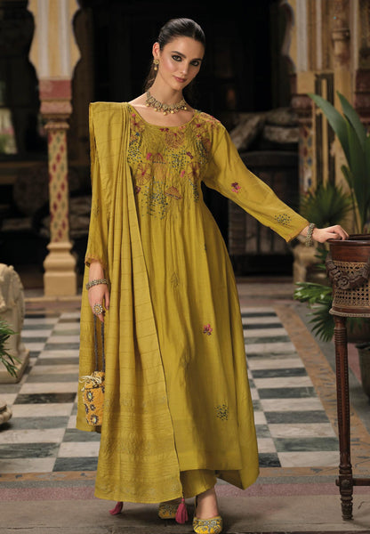 Women’s mul chanderi viscose kurta pant dupatta set with designer kantha work and handwork, muslin bottom, XL-3XL