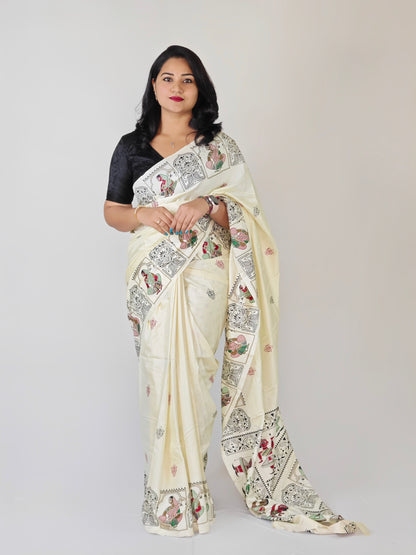 Semi Tussar Silk Saree with Matching Blouse Piece – Elegant Festive and Party Wear