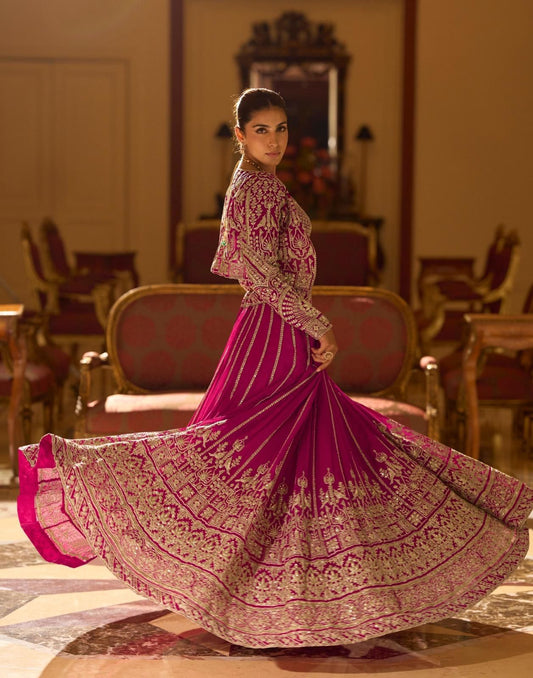 Premium Georgette Embroidered Lehenga Set for Women with Short Shrug and Blouse – Wedding Wear