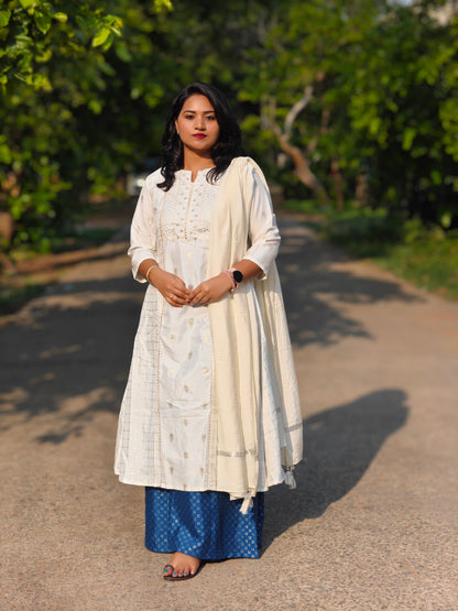 White Designer Plazzo Set for Women – Soft Fabric, Elegant Embroidery, Fully Stitched, Sizes S to 3XL