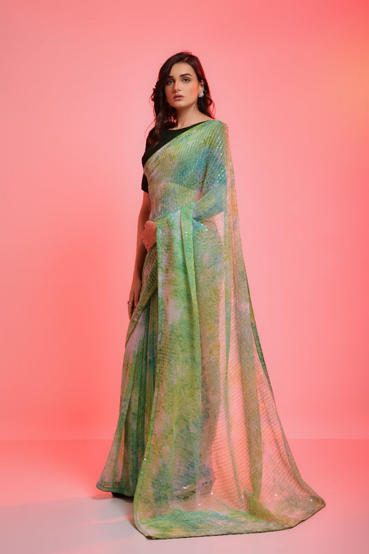 Georgette Saree with Allover Sequin Embroidery – Party and Festive Wear
