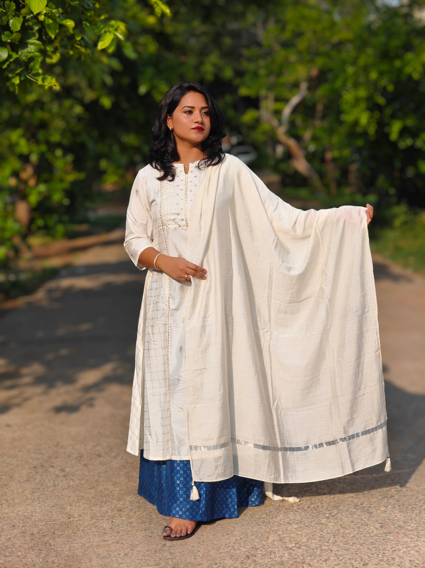 White Designer Plazzo Set for Women – Soft Fabric, Elegant Embroidery, Fully Stitched, Sizes S to 3XL