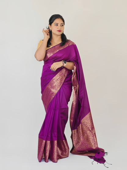 Pure Muga Cotton Mohapar Saree with Brocade Blouse Piece for Women – Soft Draping Fabric
