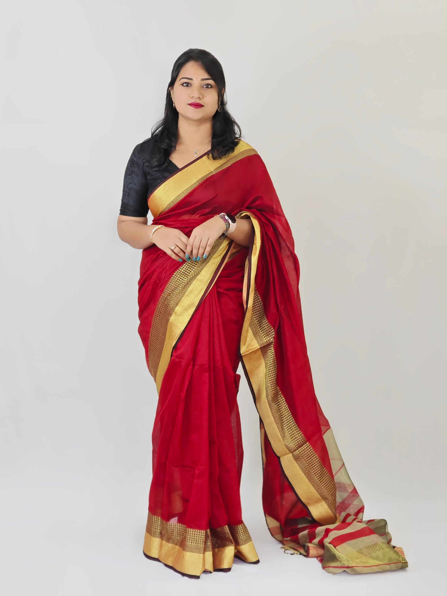 Maheshwari Cotton Silk Saree with All-Over Work – Elegant Festive Wear