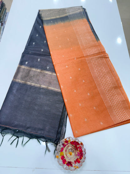 Semi Cotton Silk Saree with 2D Woven Buttas and Contrast Pallu – Elegant Daily and Festive Wear Saree