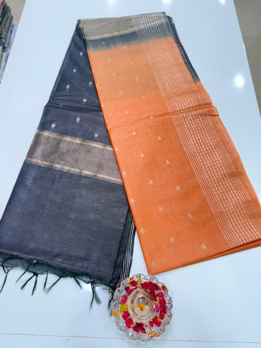 Semi Cotton Silk Saree with 2D Woven Buttas and Contrast Pallu – Elegant Daily and Festive Wear Saree