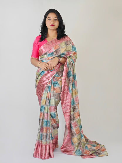 Pure Silk Dola Digital Printed Saree with Matching Digital Print Blouse Fabric