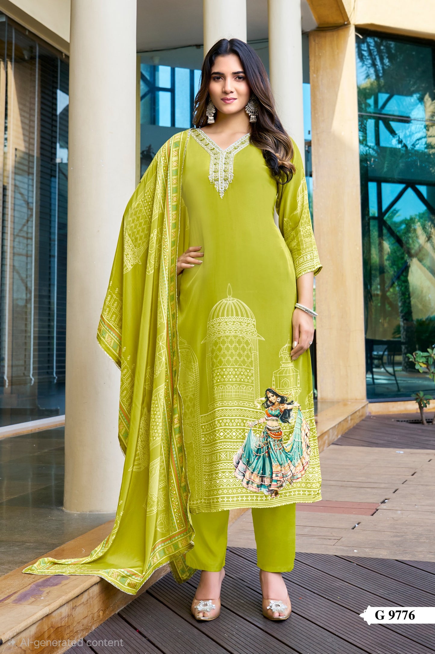 Pure natural crepe kurti pant dupatta set with handwork and cotton lining for women