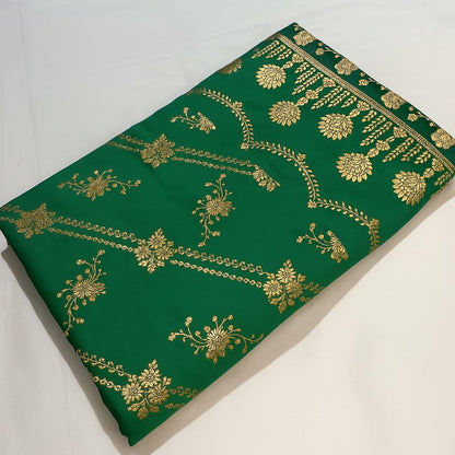 Mashru katan silk saree for women with Banarasi-style zari weaving and contrast brocade blouse piece