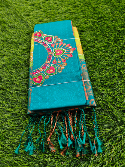 Soft Silk Saree with Cutwork and Stone Embellishments for Women