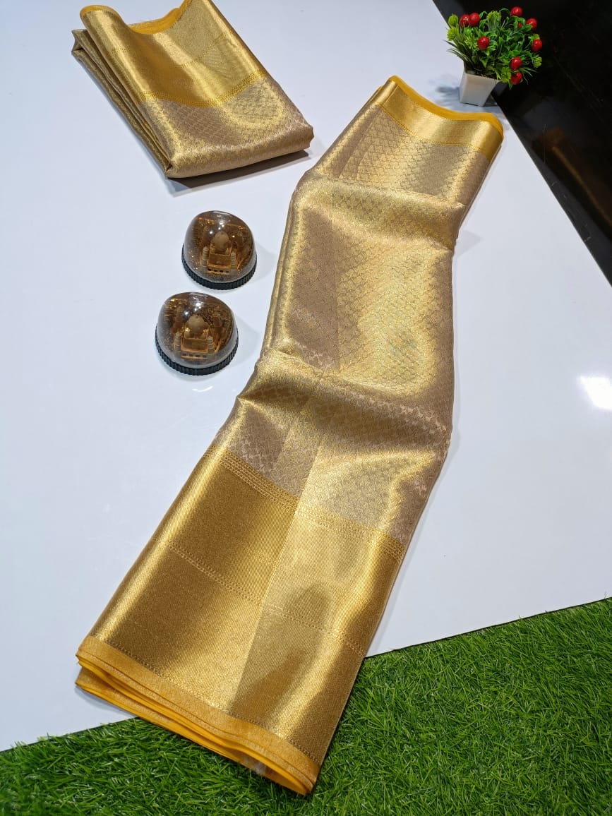 Banarasi Zari Tanchui Kanchipuram Soft Silk Saree with Rich Pallu and Brocade Blouse