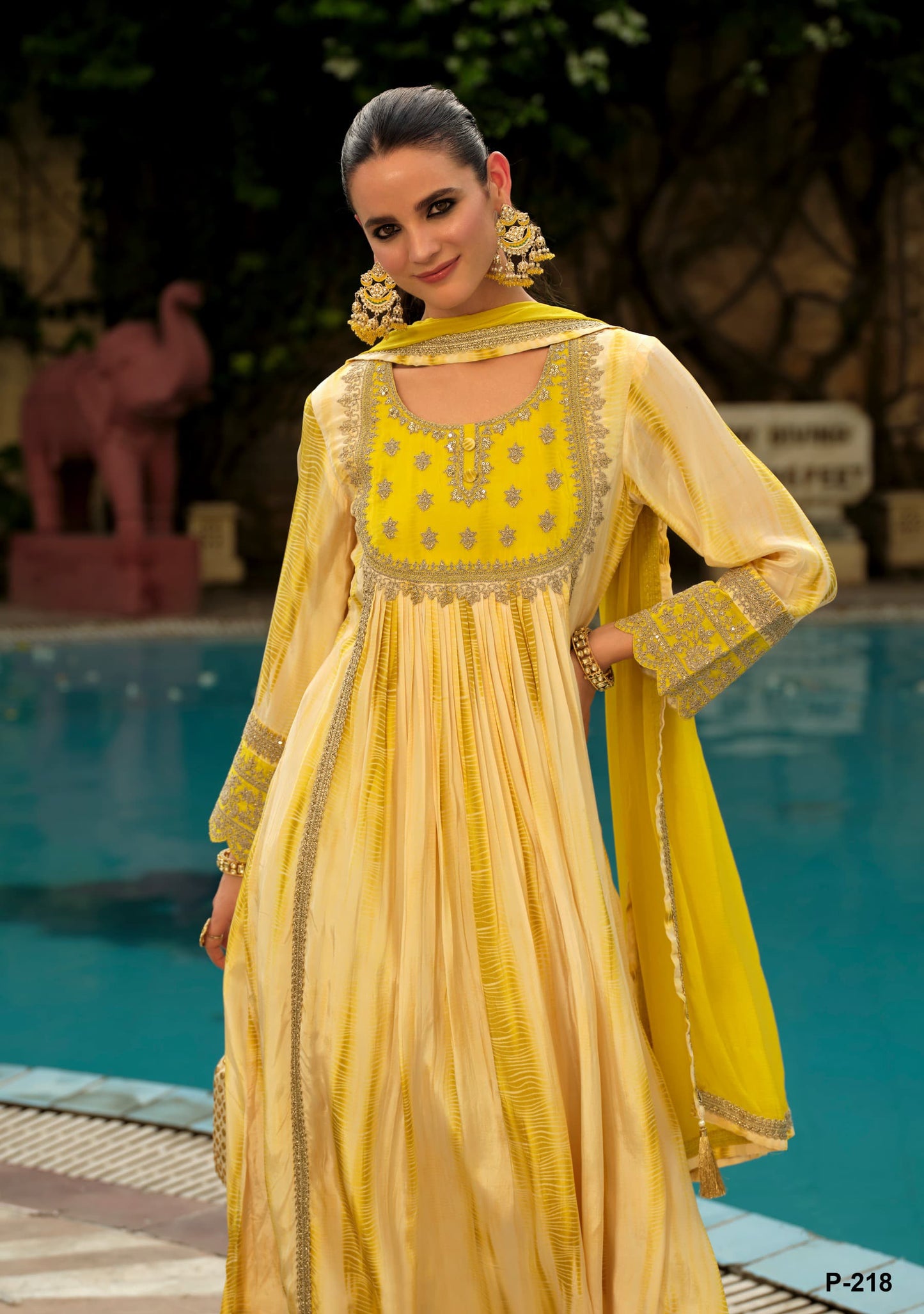 Crepe Anarkali Kurta Pant with Dupatta Set for Women – Embroidered Detailing – M to XXL