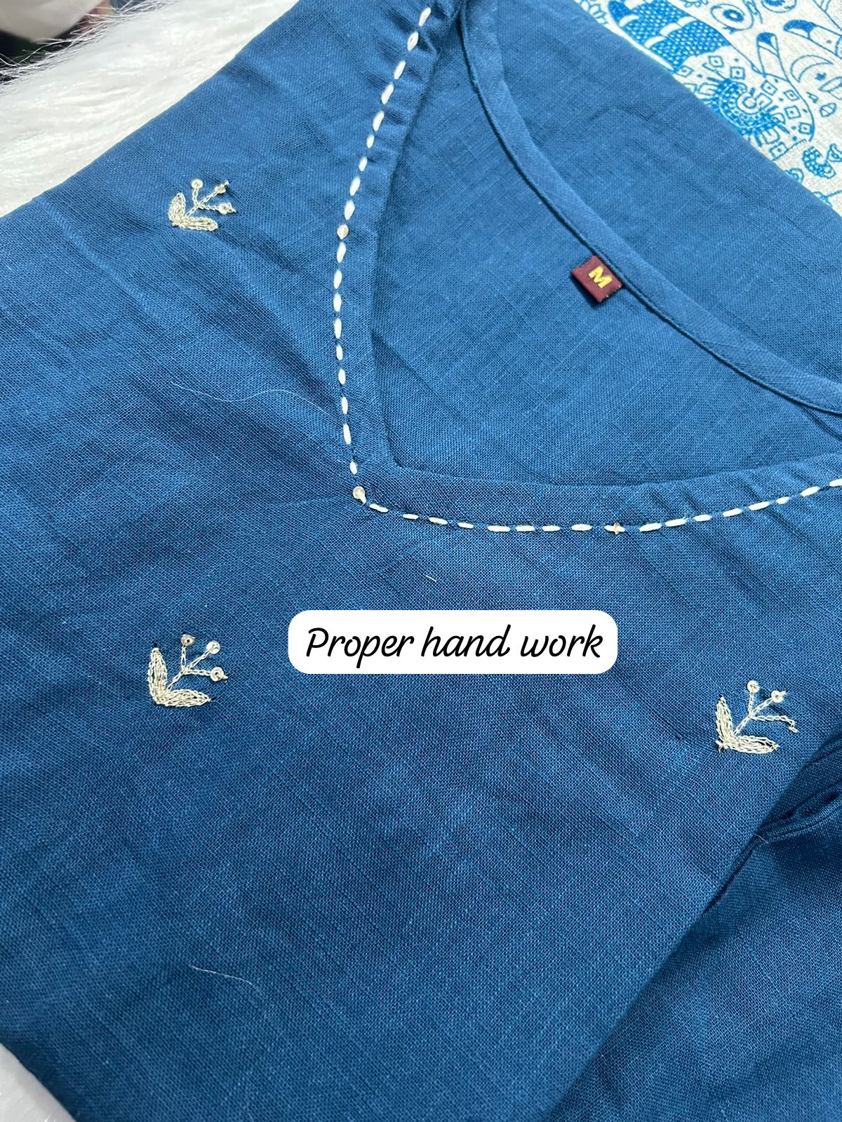 Cotton Slub Kurti with Hand Kantha Work, Pants and Cotton Silk Dupatta – Women’s Ethnic Set