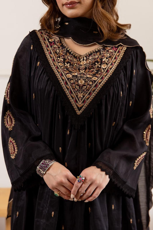 Mul Chanderi Kurta Palazzo Dupatta Set for Women with Embroidery – Festive Wear, Sizes 38–46