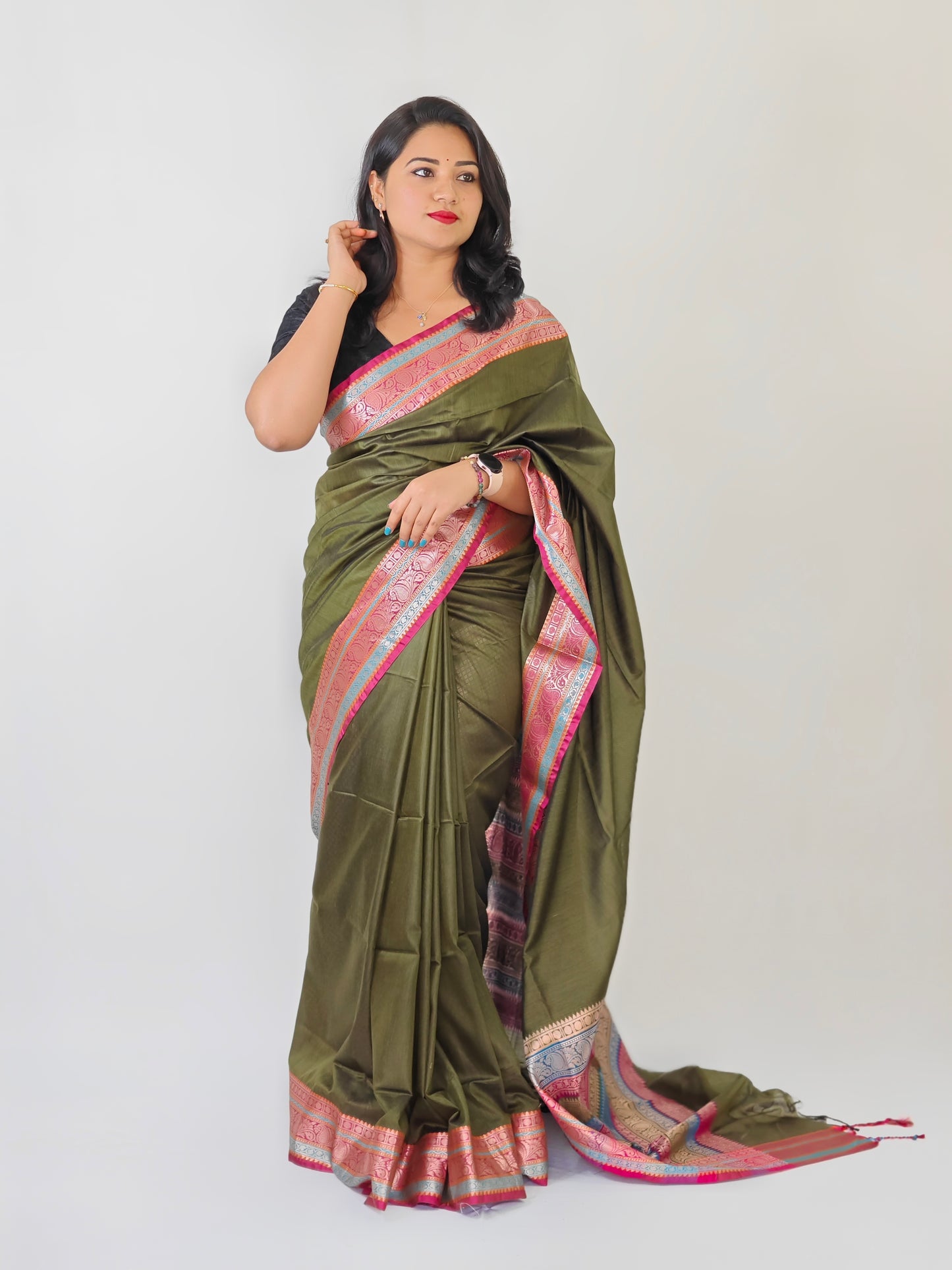 Muga Katan Saree with Brocade Blouse Piece for Women – Plain Body and Soft Drape