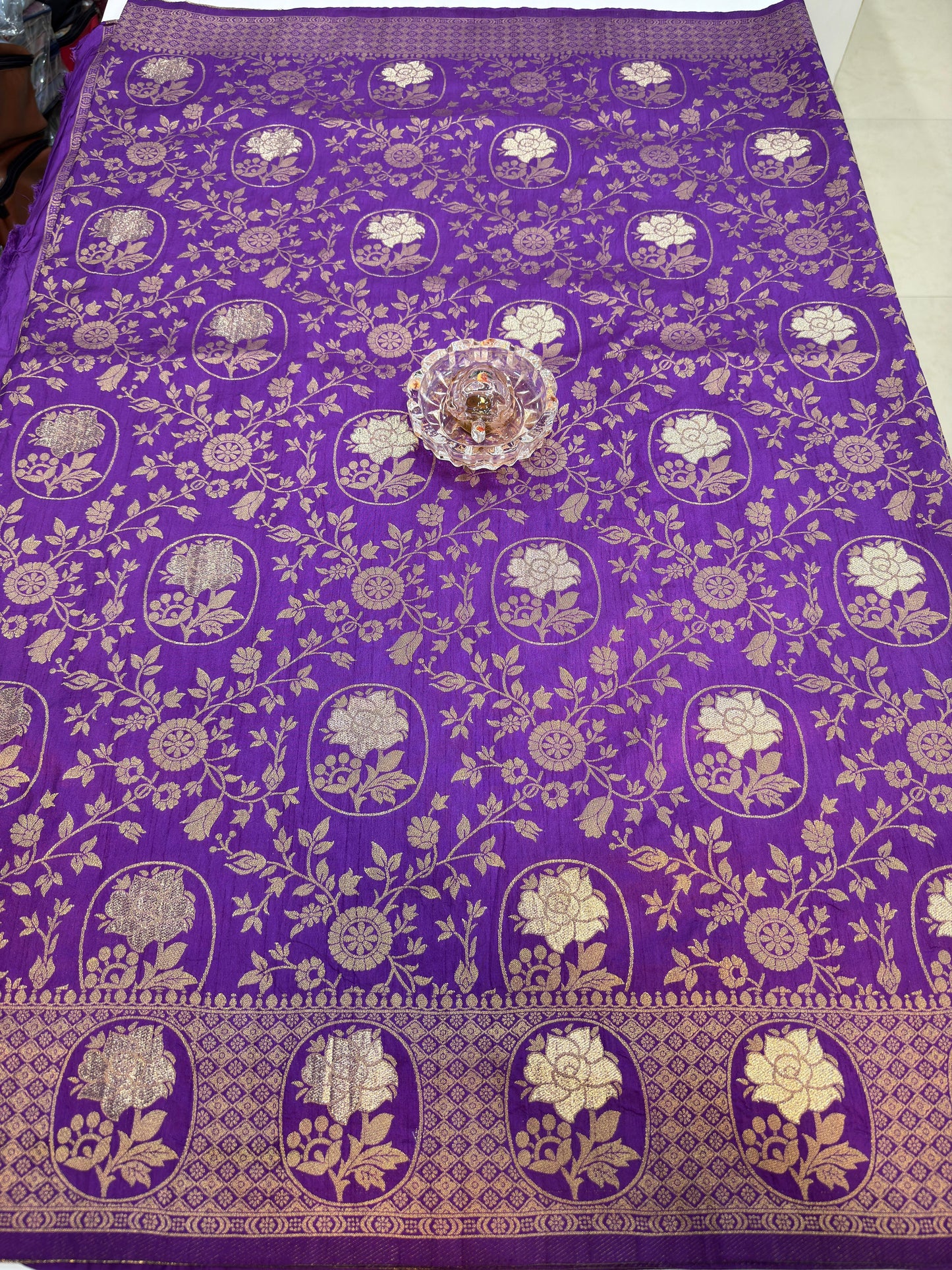 Soft Dola Silk Meenakari Woven Saree with Rich Pallu, Zari Floral Border and Tassels for Women