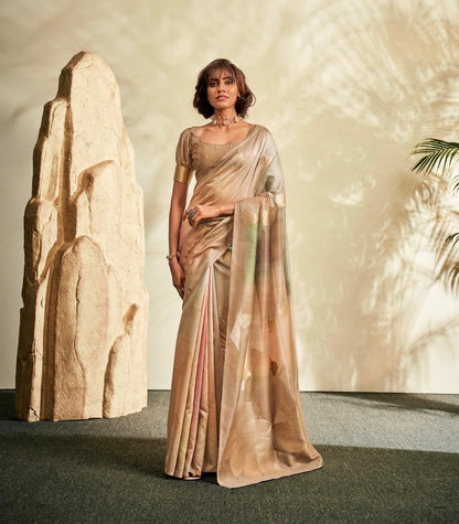 Soft Handloom style Silk Saree with Zari Leaf Weaving and Gradient Shading – Festive Wear Saree for Women