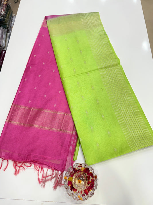 Semi Cotton Silk Saree with 2D Woven Buttas and Contrast Pallu – Elegant Daily and Festive Wear Saree