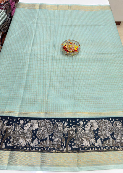 Semi Mysore Georgette Blend Saree for Women with Woven Border and Traditional Printed Design