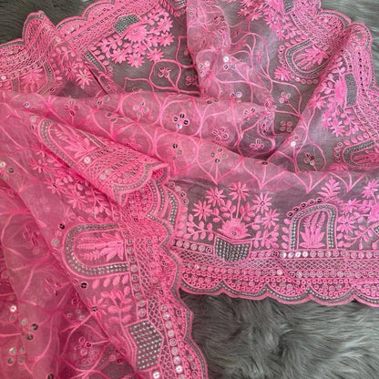 Premium Organza Saree with Multi-Thread Sequin Work and Mono Silk Blouse Piece