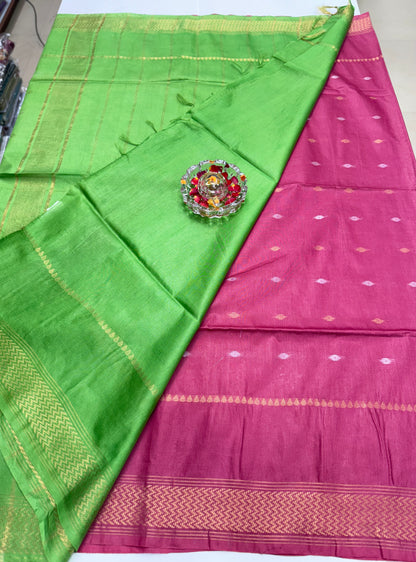 Semi Cotton Silk Saree with 2D Woven Buttas and Contrast Pallu – Elegant Daily and Festive Wear Saree