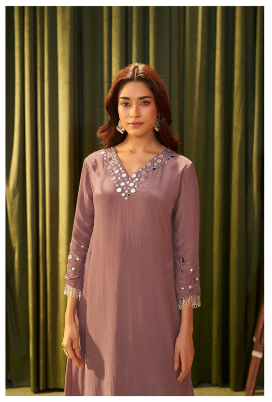 Women's Crepe Mirror and Cutdana Work Kurta Pant Dupatta Set – M to XXL