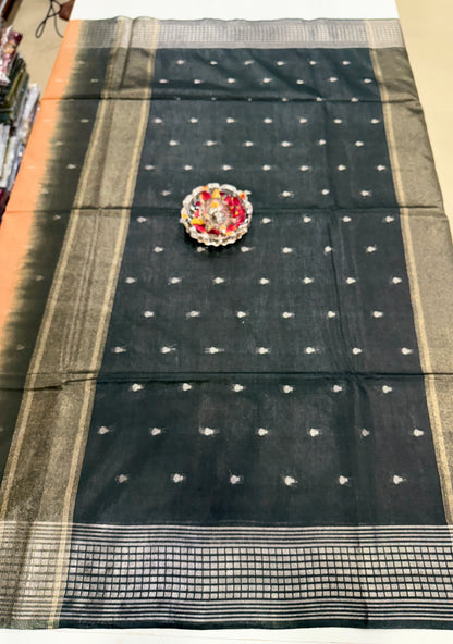 Semi Cotton Silk Saree with 2D Woven Buttas and Contrast Pallu – Elegant Daily and Festive Wear Saree