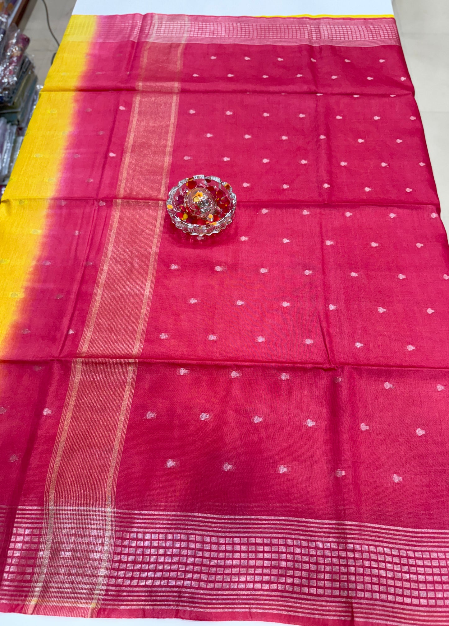 Semi Cotton Silk Saree with 2D Woven Buttas and Contrast Pallu – Elegant Daily and Festive Wear Saree