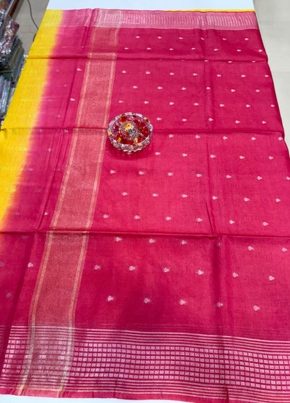 Semi Cotton Silk Saree with 2D Woven Buttas and Contrast Pallu – Elegant Daily and Festive Wear Saree