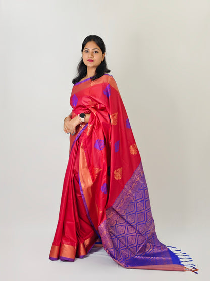 Kanchi Soft Silk Saree with Zari Weaving and Traditional Motifs – Wedding and Festive Wear