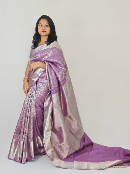Pure Silk Handloom Saree for Women with Silver Zari – Lightweight, Silk Mark Certified