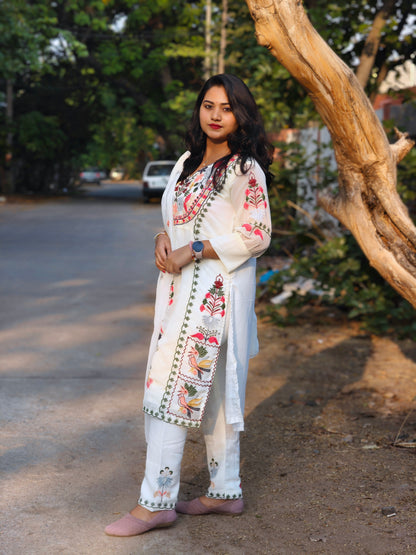 Pearl White Georgette Embroidered Suit Set with Dupatta – Sizes M to 3XL